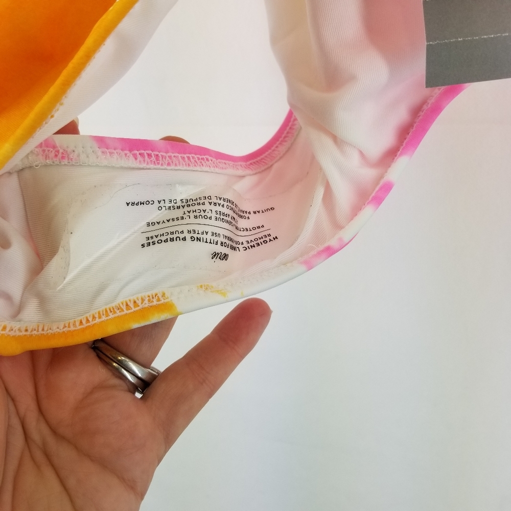 AERIE Pink Yellow Tie Dye T-Back 1 Piece Swimsuit - Picture 8 of 8